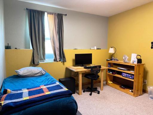 A shot of the fourth bedroom, located in the basement.