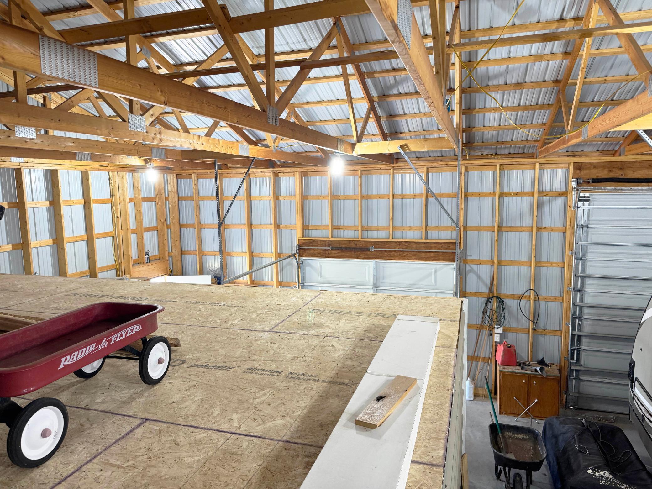 More views inside the pole shed.