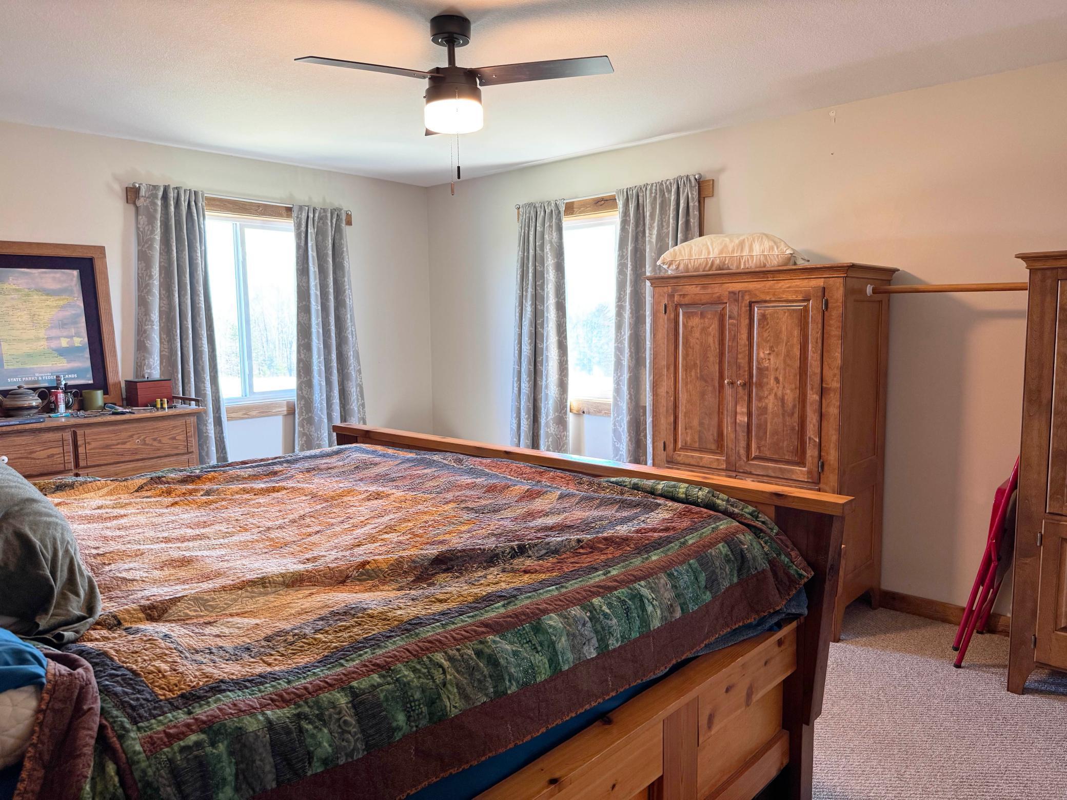 Views of the main floor primary bedroom.