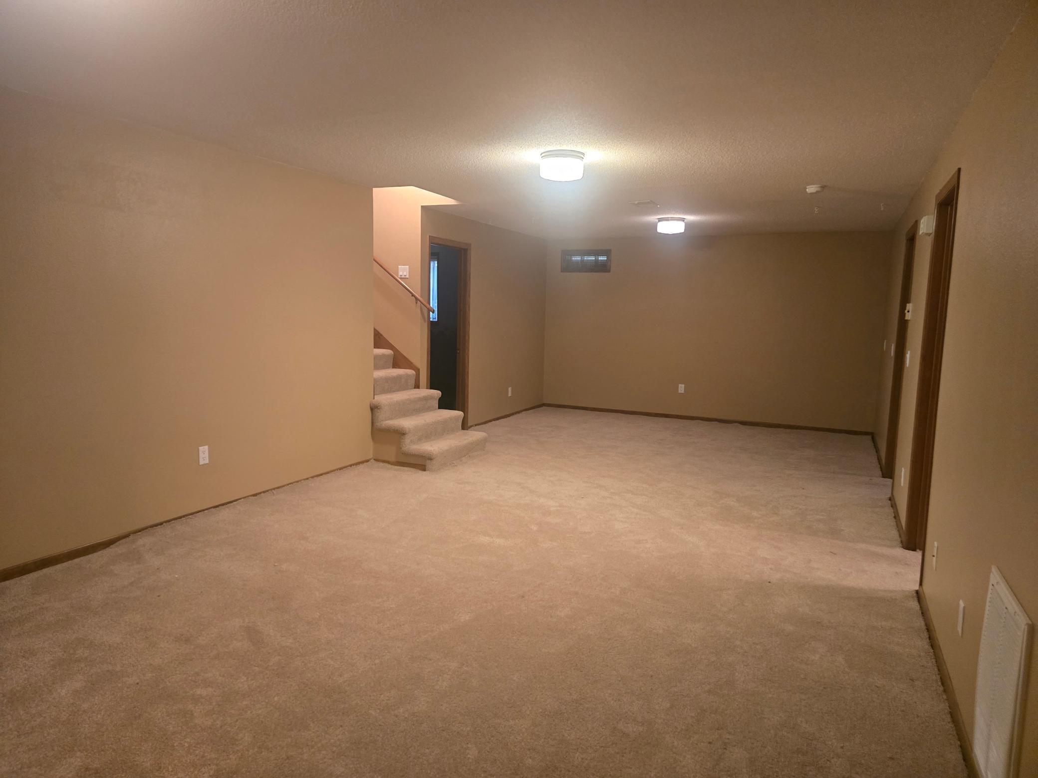 spacious lower level family room