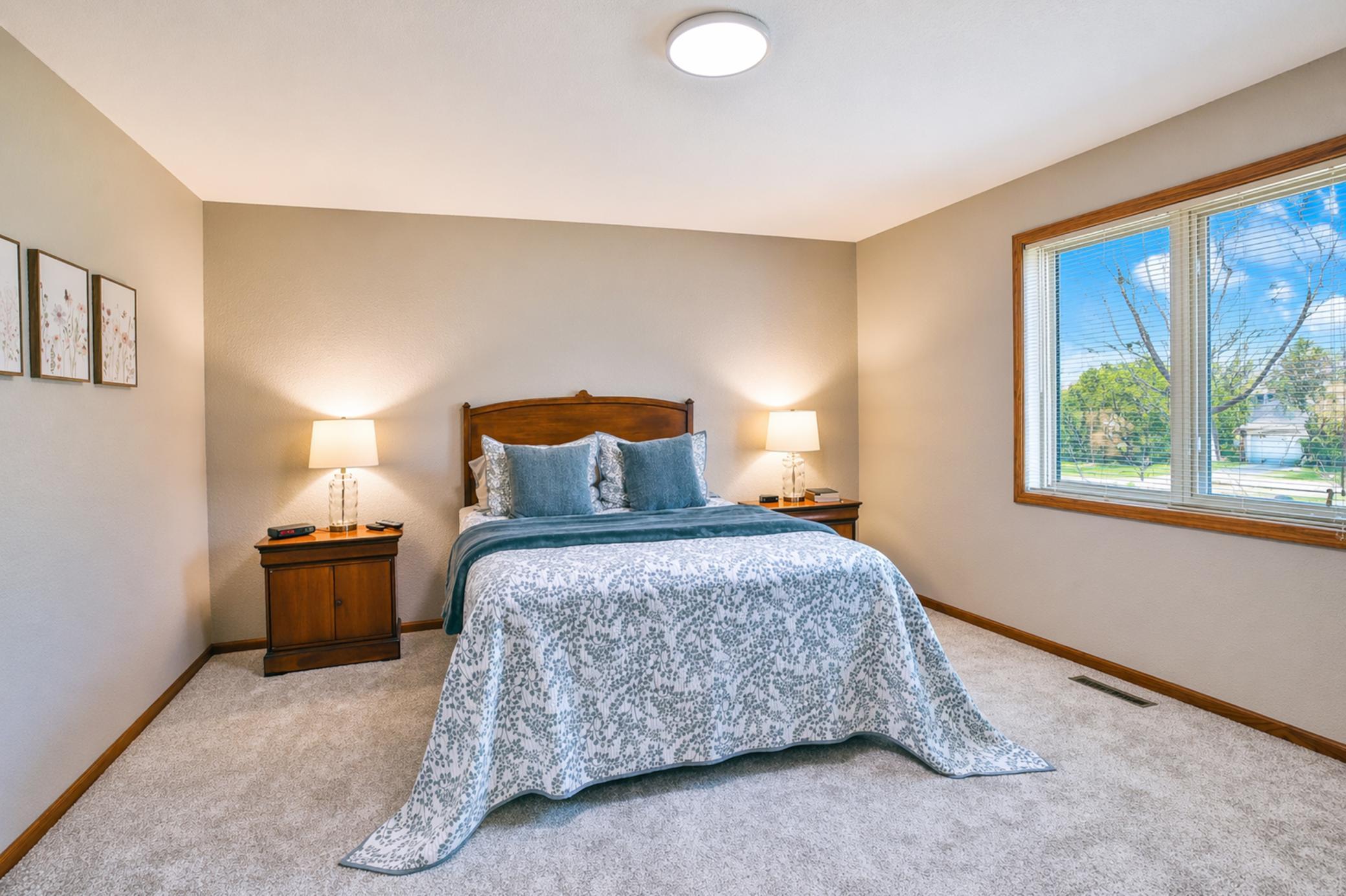 Primary bedroom will comfortably fit a king bed