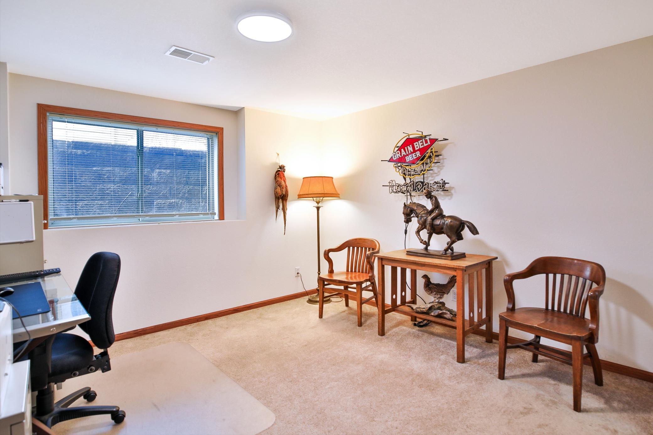 Basement bedroom currently setup as home office