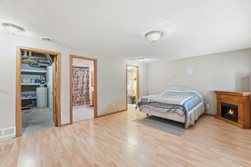 The basement also hosts the laundry room, another full bathroom, and the utility room