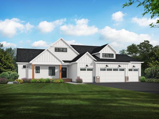 Stonewood B 4 Car Artist Rendering. Main Siding Color will be white. LP Siding on Front of Home. Viny on sides and rear.