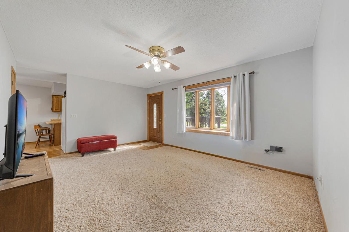 Living room features a great bay window