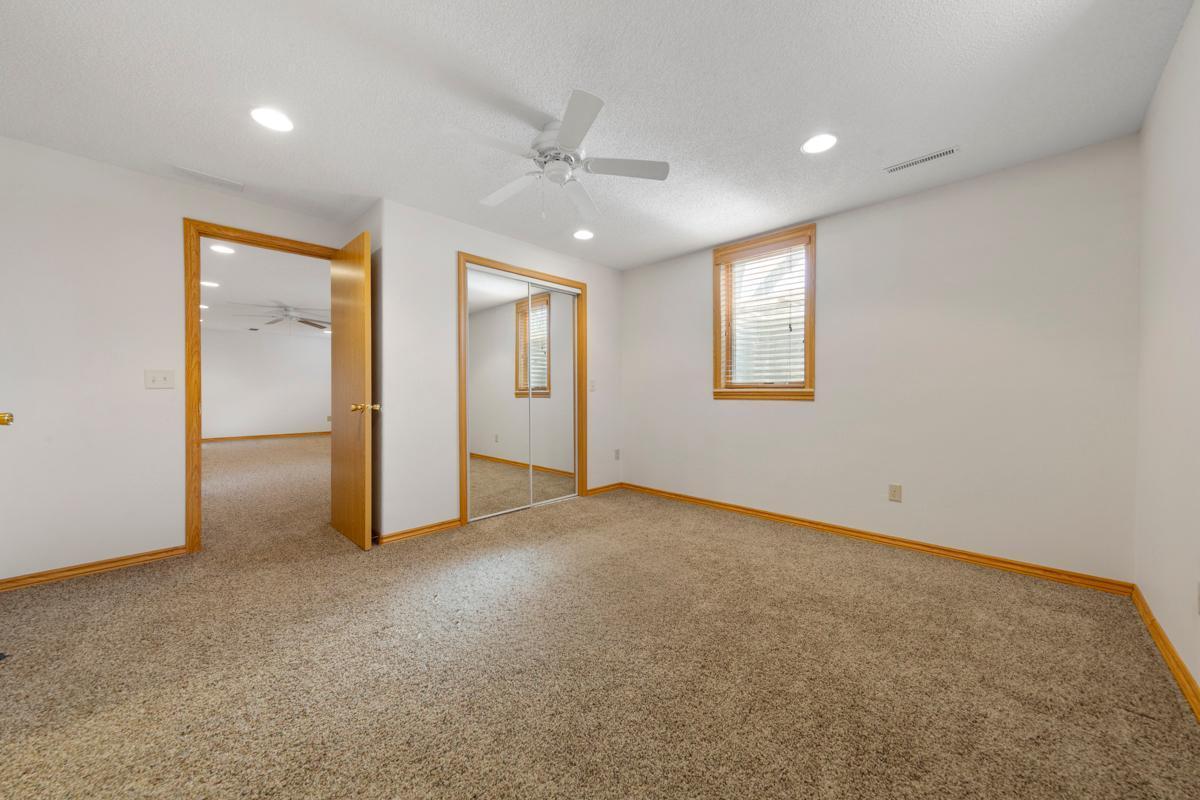 This room has a good sized closet as well, and an egress window