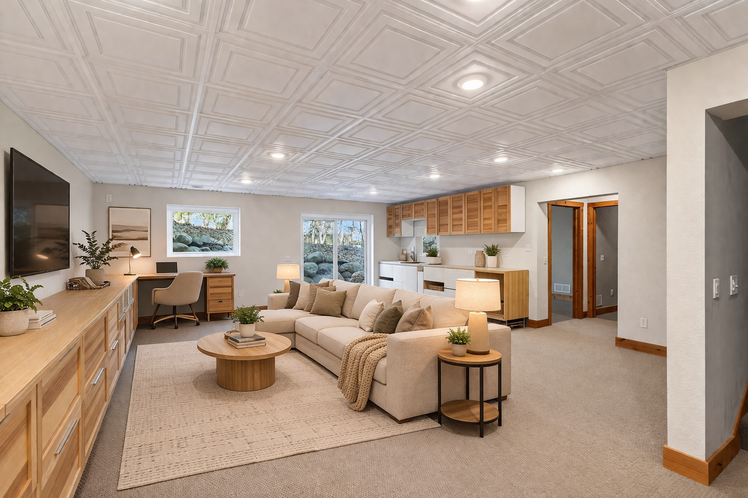 Virtually staged lower level