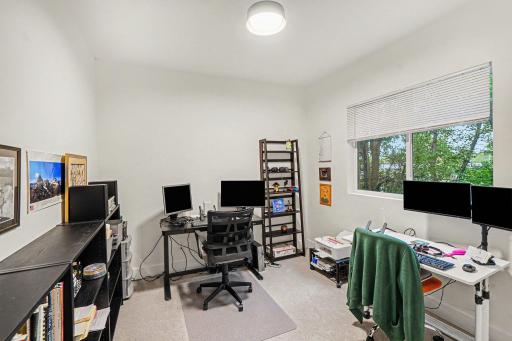 Main level bedroom is being used as an office. There is a closet in this room.