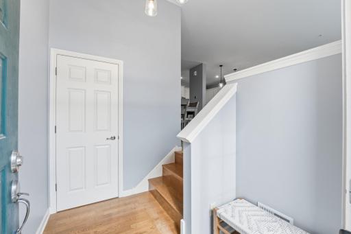The foyer greets guests and offers a coat closet.
