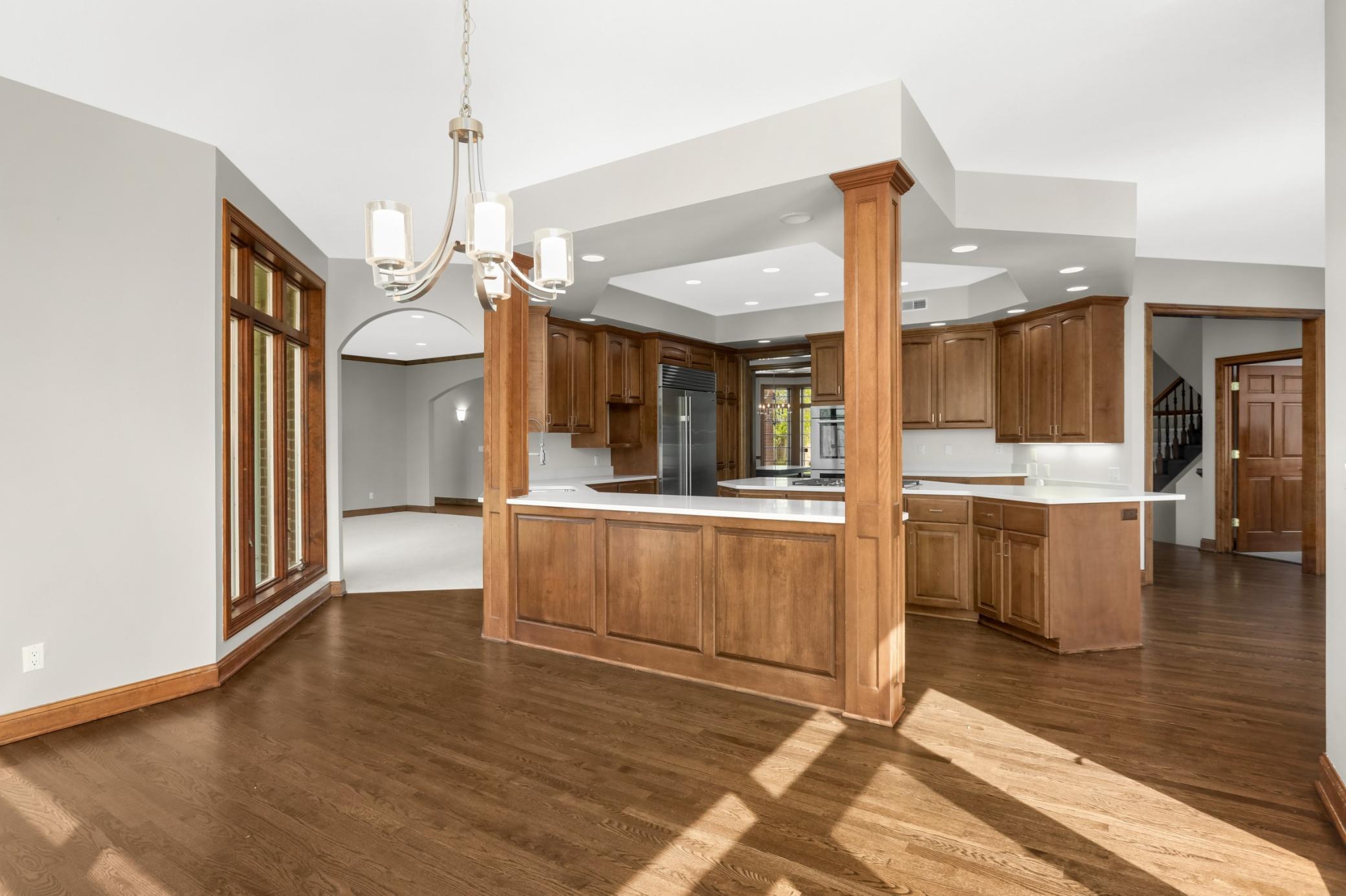 Easy flow from kitchen to dining and living areas