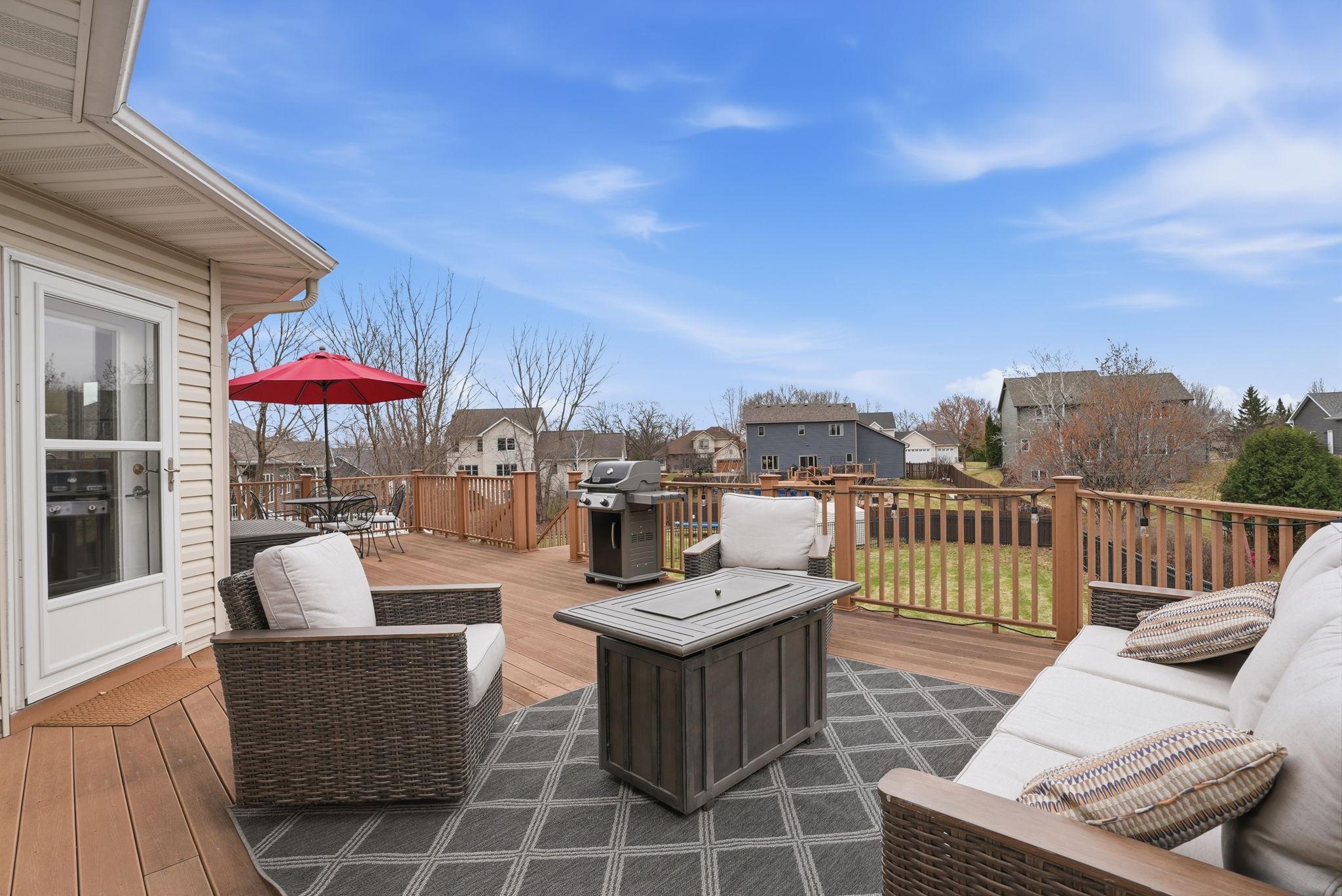 Deck conveniently located off kitchen