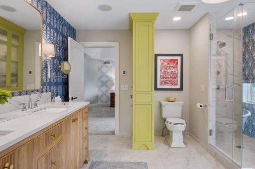Custom remodeled primary bath with walk-in shower...