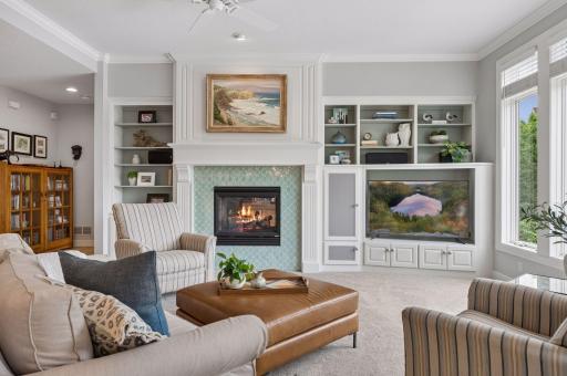 Gorgeous gas fireplace and entertainment wall