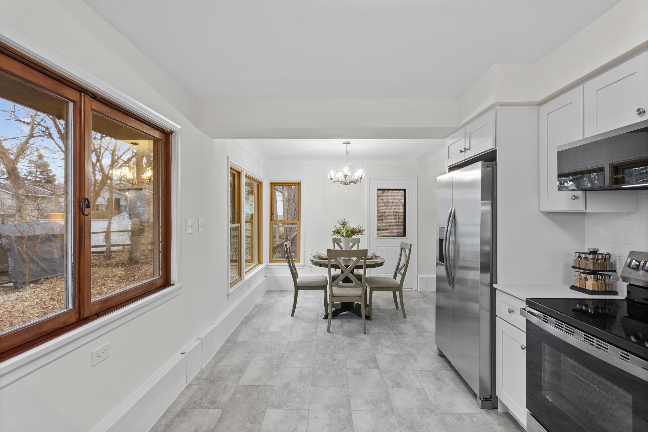 Kitchen into the dining room