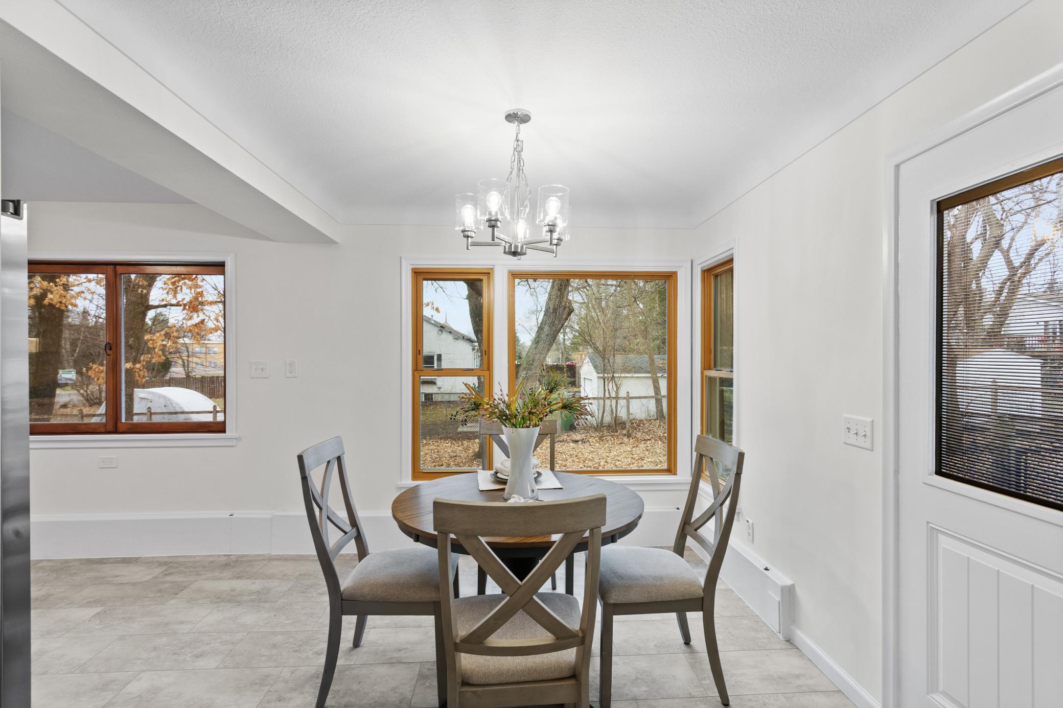 Dining room overlooks the backyard