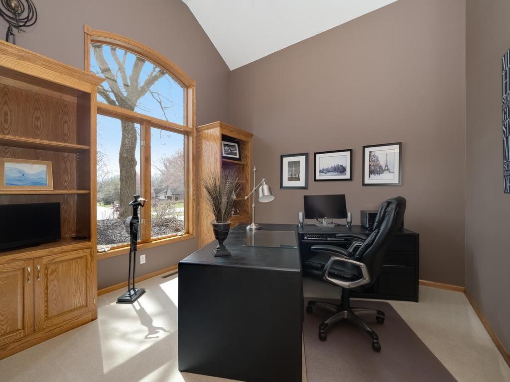 Large office with vaulted ceilings