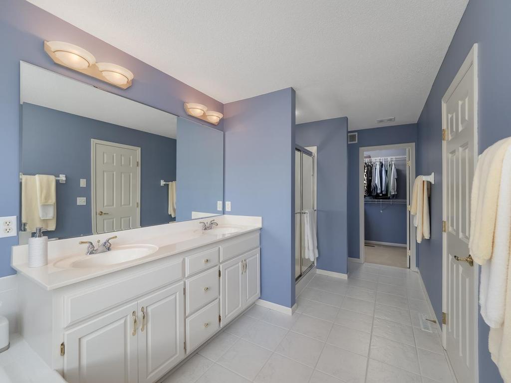 Primary bath with soaking tub and walk in shower