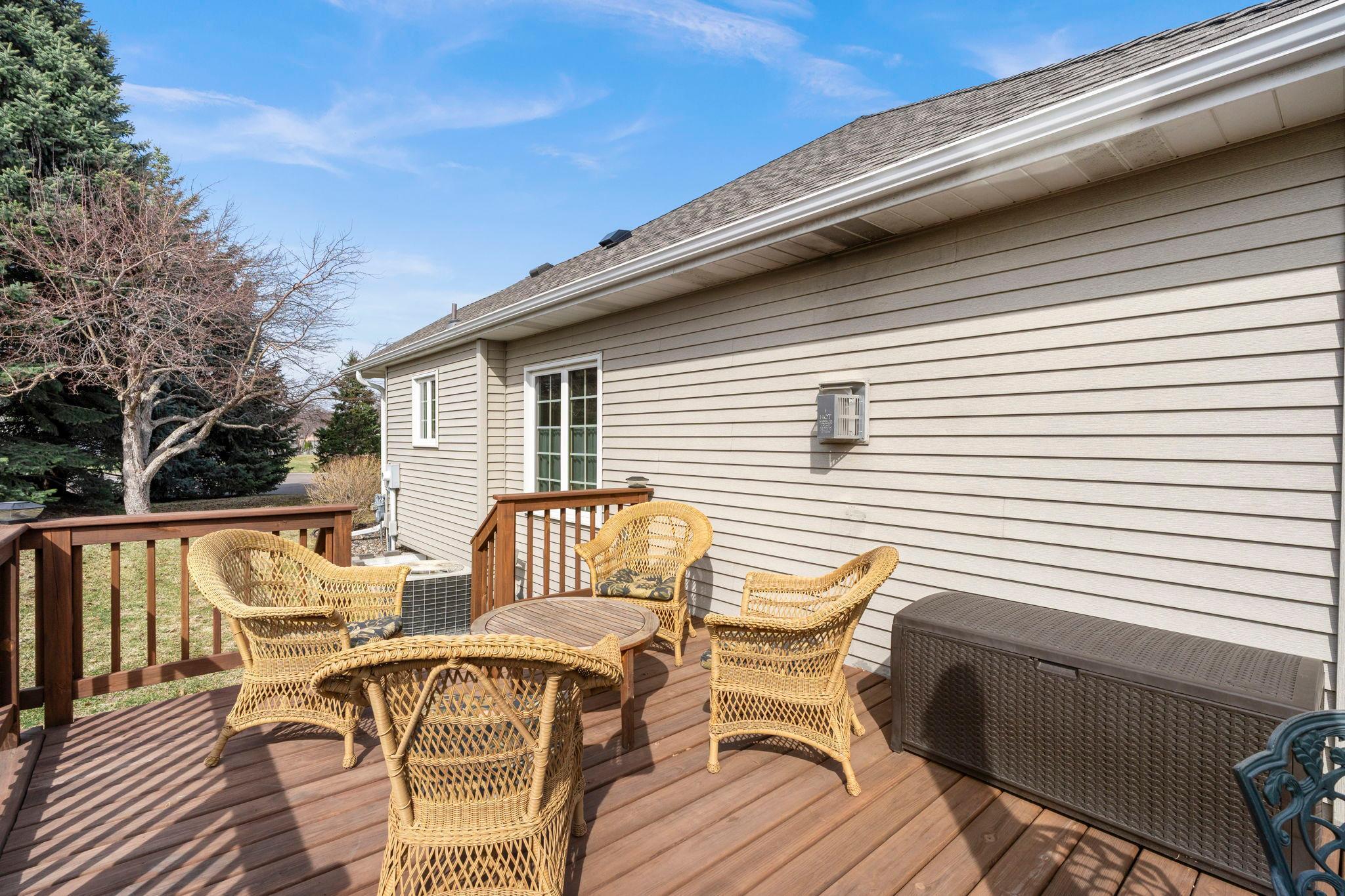 Outdoor living shines with a spacious, newly updated deck, for relaxing or entertaining.