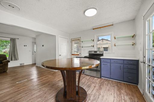 Kitchen with view of side door & front door