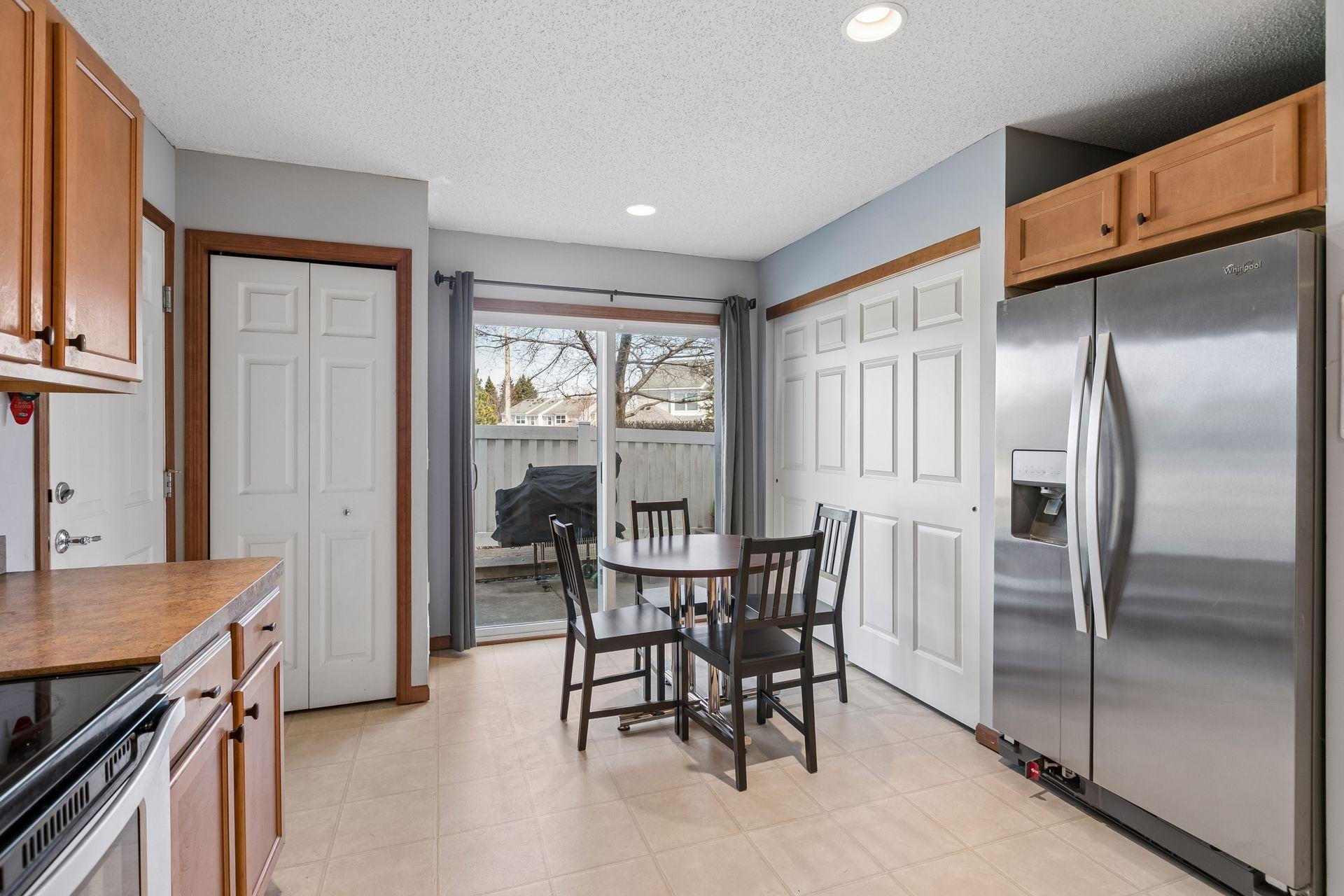 Sliding glass door leads out to the private patio, making grilling out a breeze.