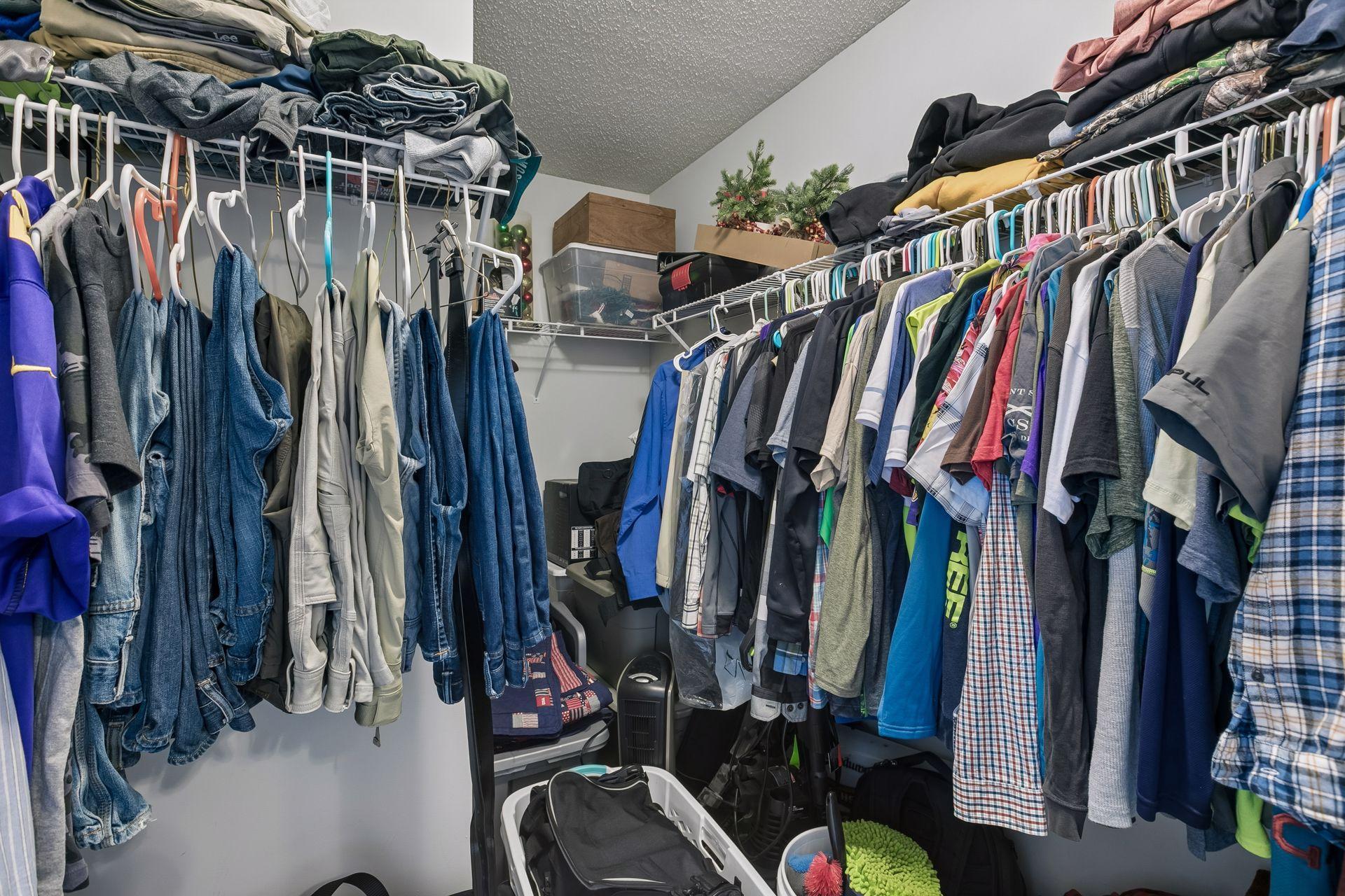 Abundant space in the walk in closet.