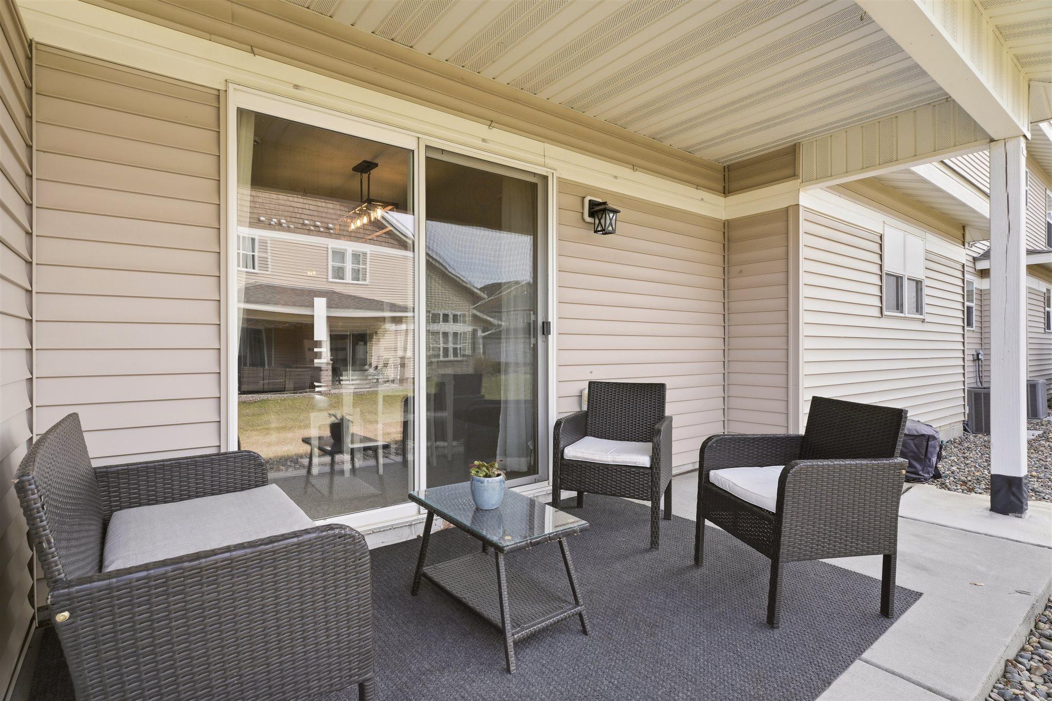 The covered back porch extends your living space into the outdoors year-round!