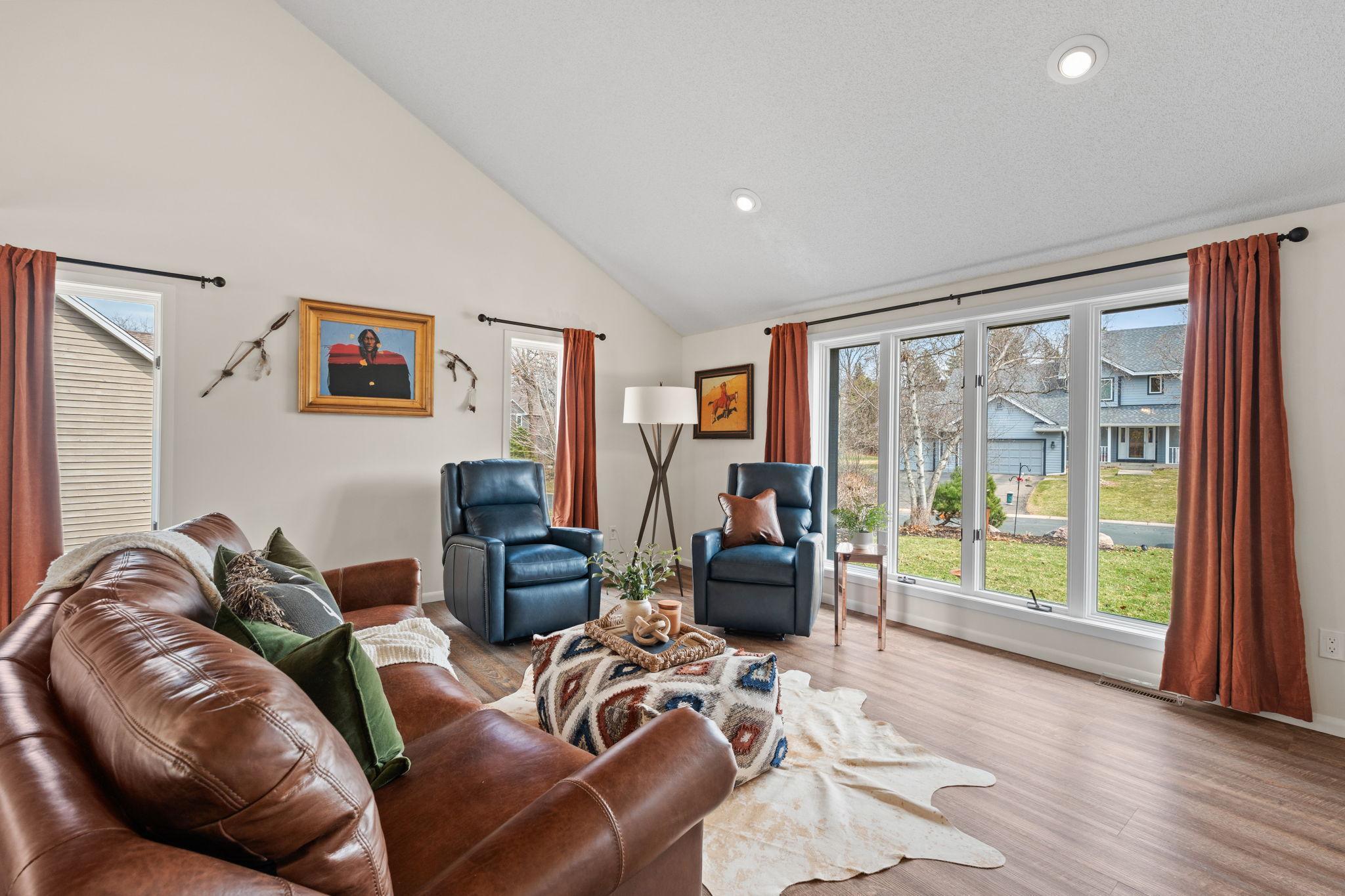 Extra large windows on the front and side of the home to allow more natural light