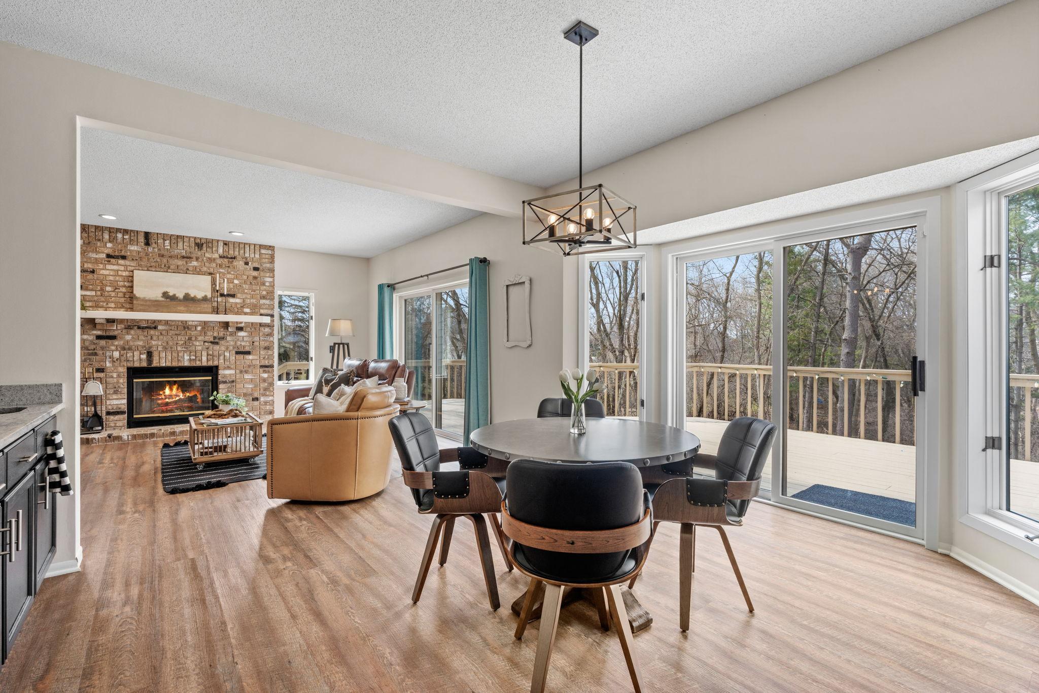 Informal dining room with walk out to the deck