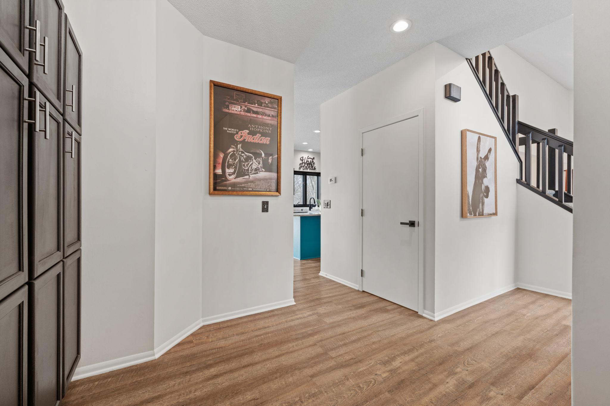 Mudroom area access with buildt in storage