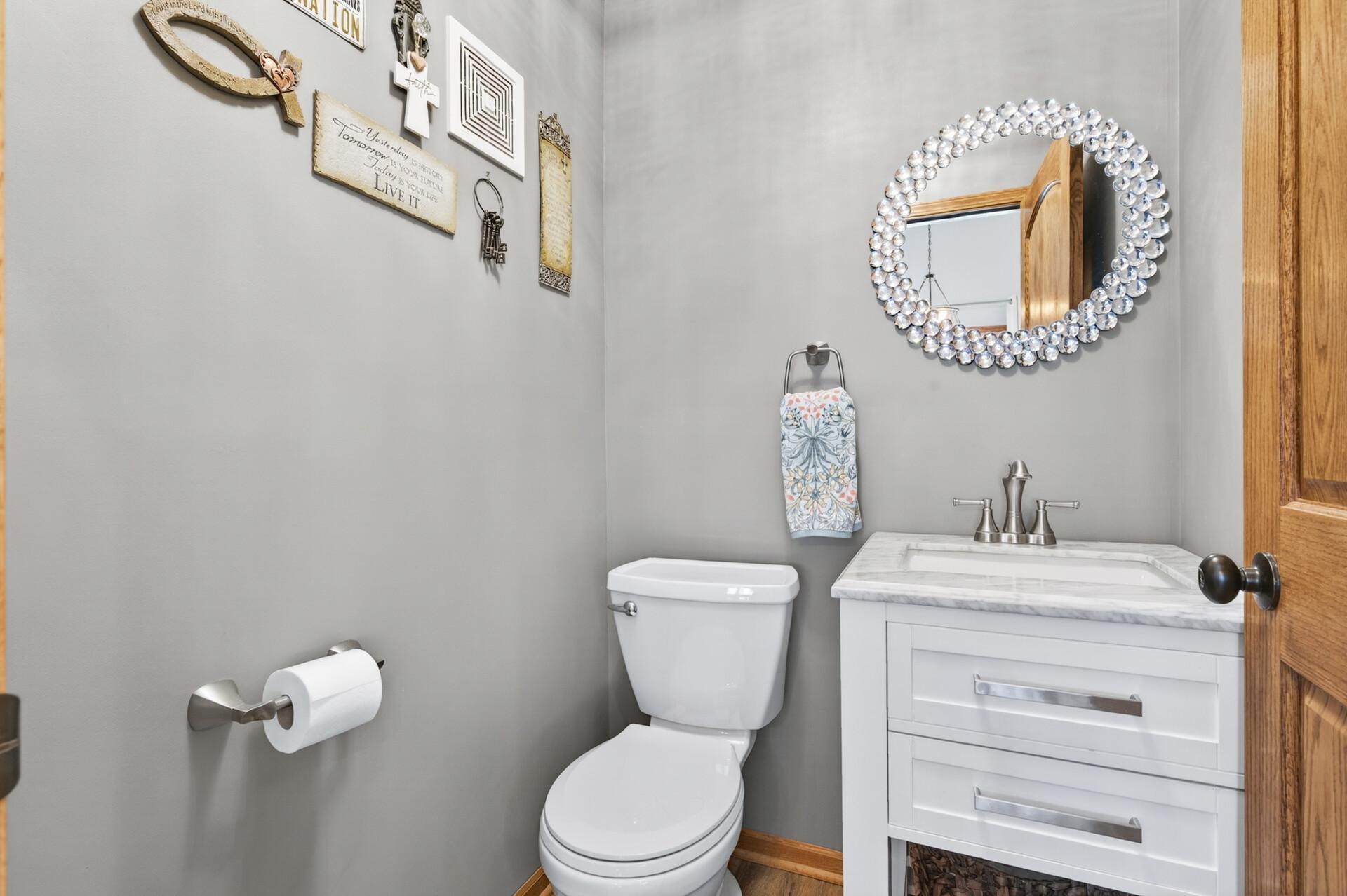 Main floor powder bath is rare in this floor plan!