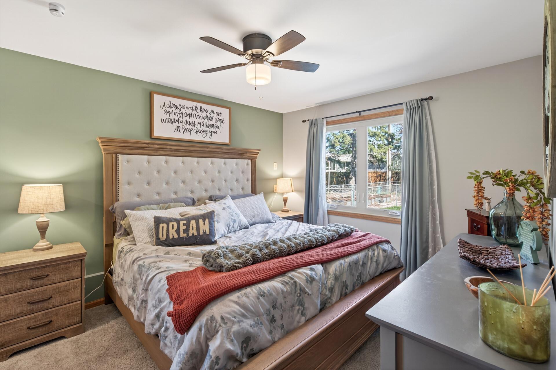 Primary bedroom suite on the lower level