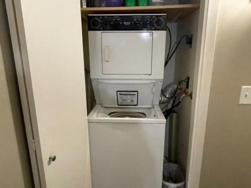 The home is complete with its stackable washer/dryer.