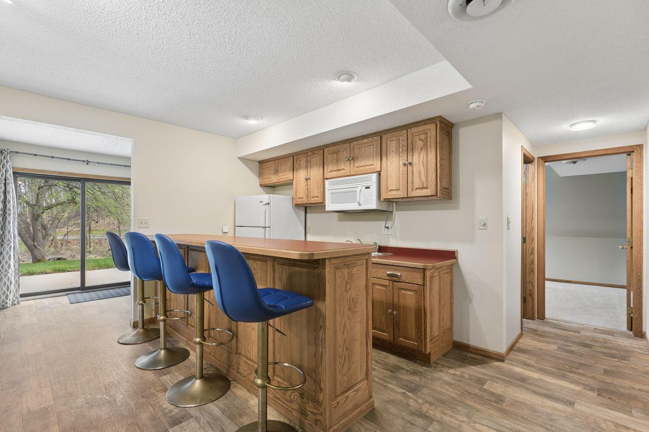 Wet bar features generous bar seating