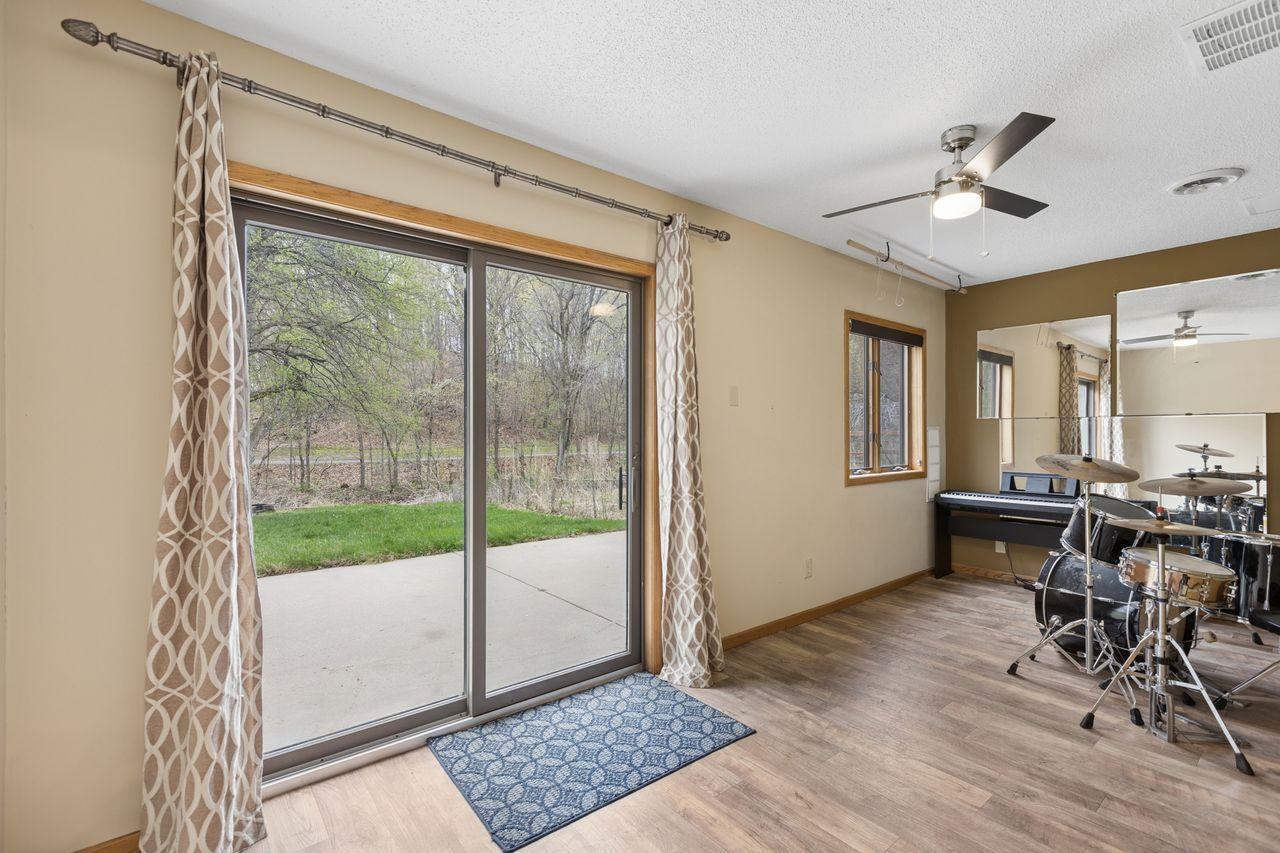 Walkout to the back yard and large patio