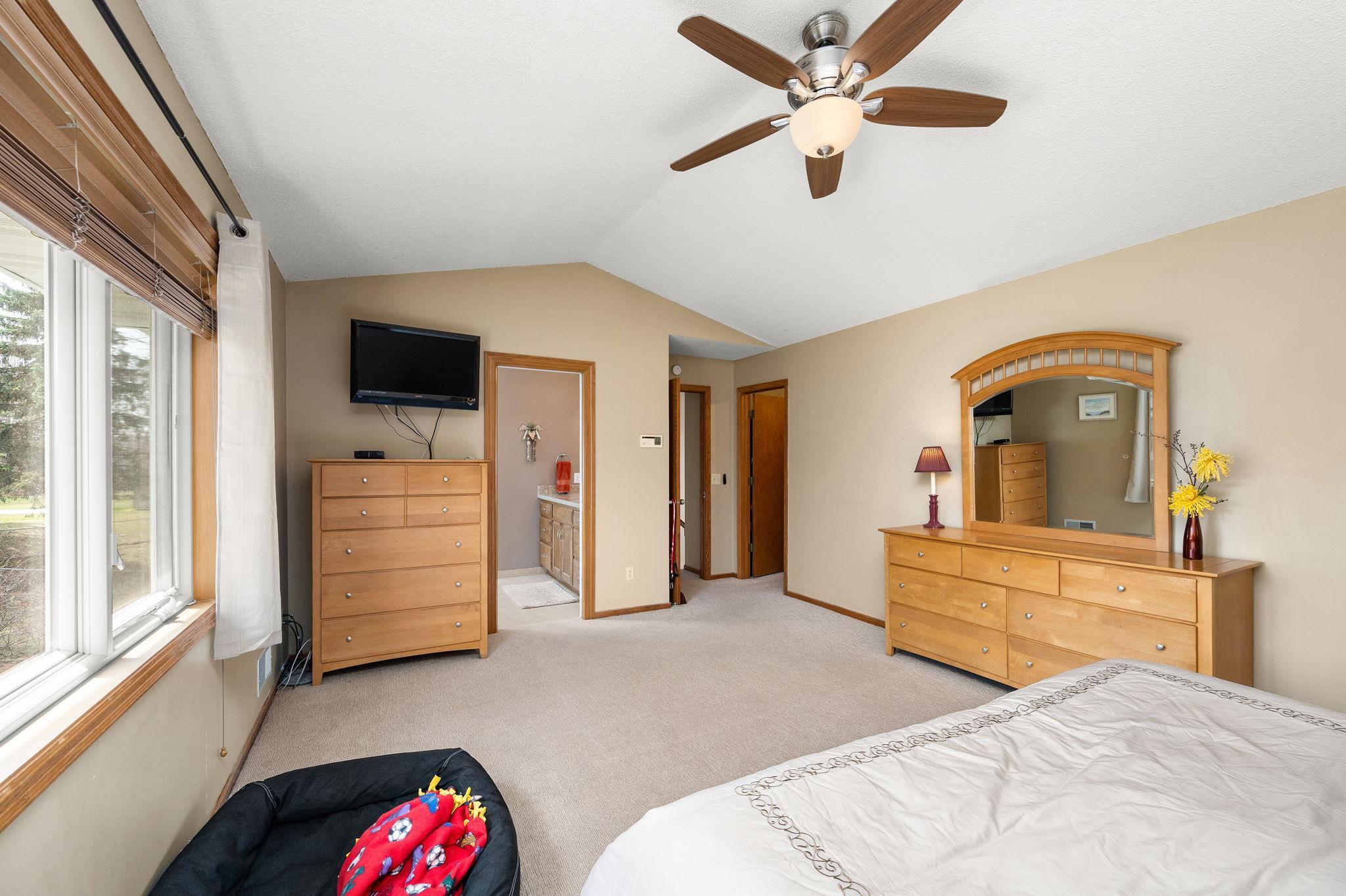 Looking toward the owner's bath (left door). Right door is the walk-in closet.