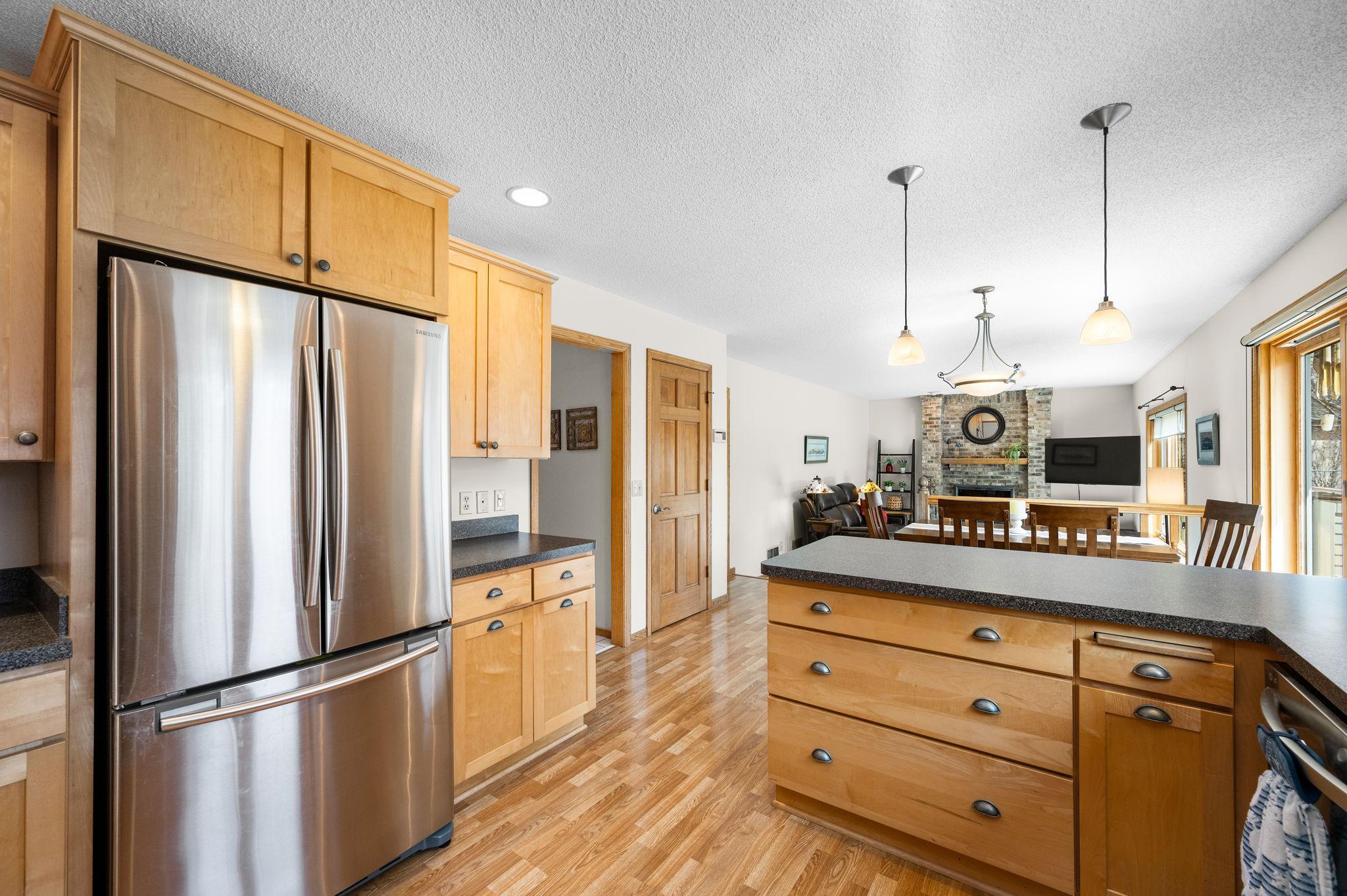 Super cool coffee bar next to the fridge!