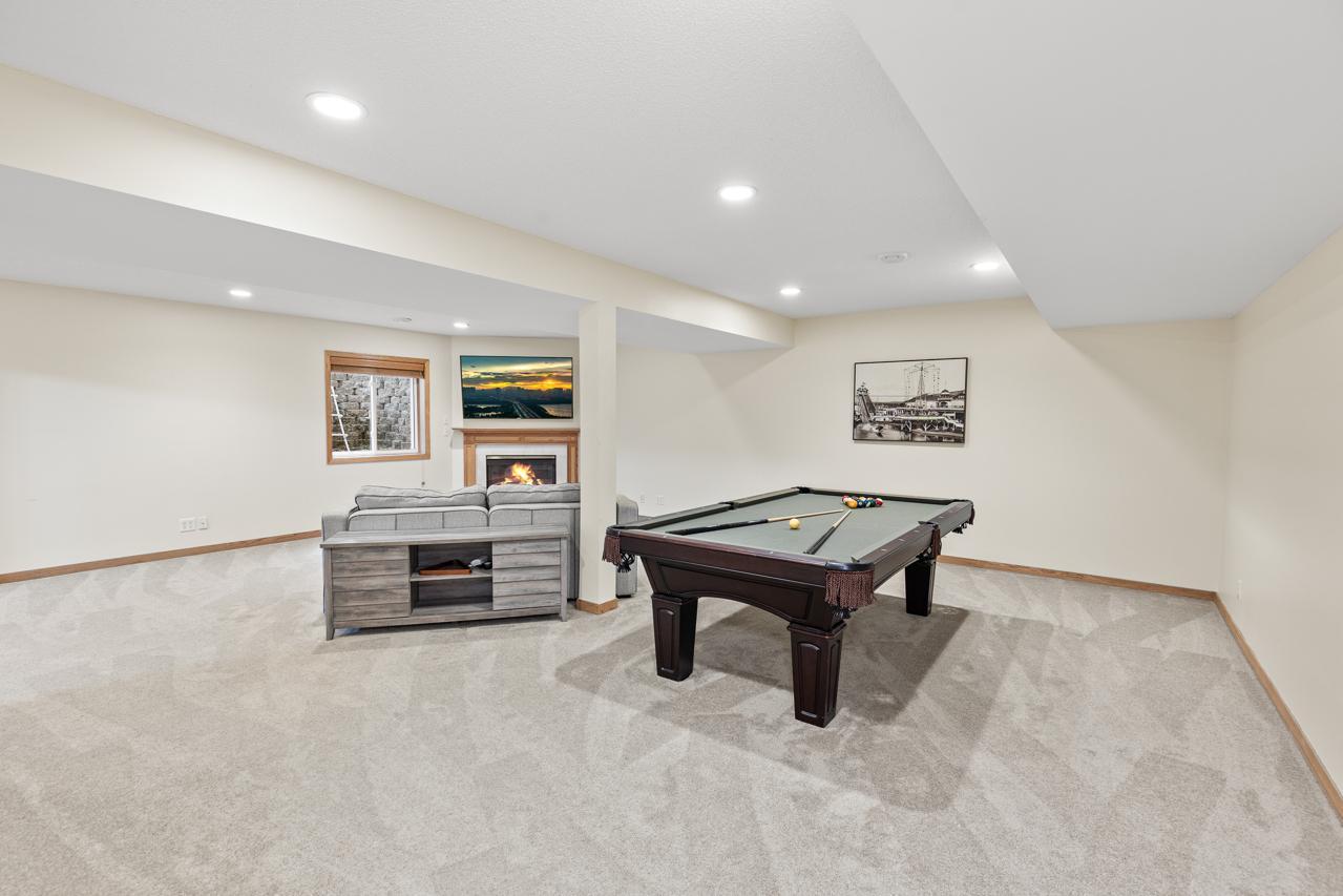 Large Family room and game room in lower level