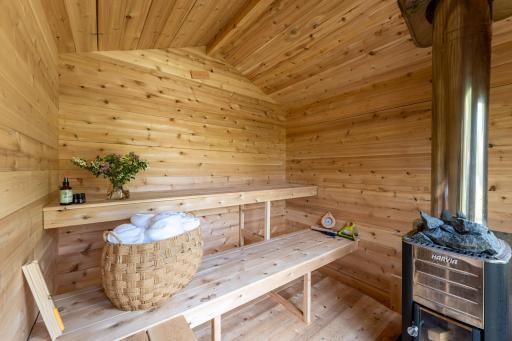 Unwind and recharge in the home's private sauna. The perfect place to relax after a long day or warm up on a chilly Minnesota evening.