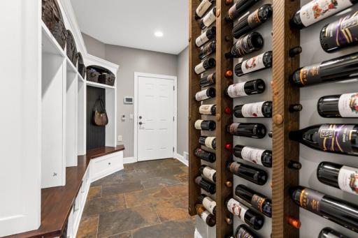 Spectacular Wine Wall is right off of the kitchen.