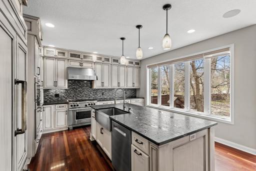 High End Appliances including a new Wolf stove and new Bosch Dishwasher.