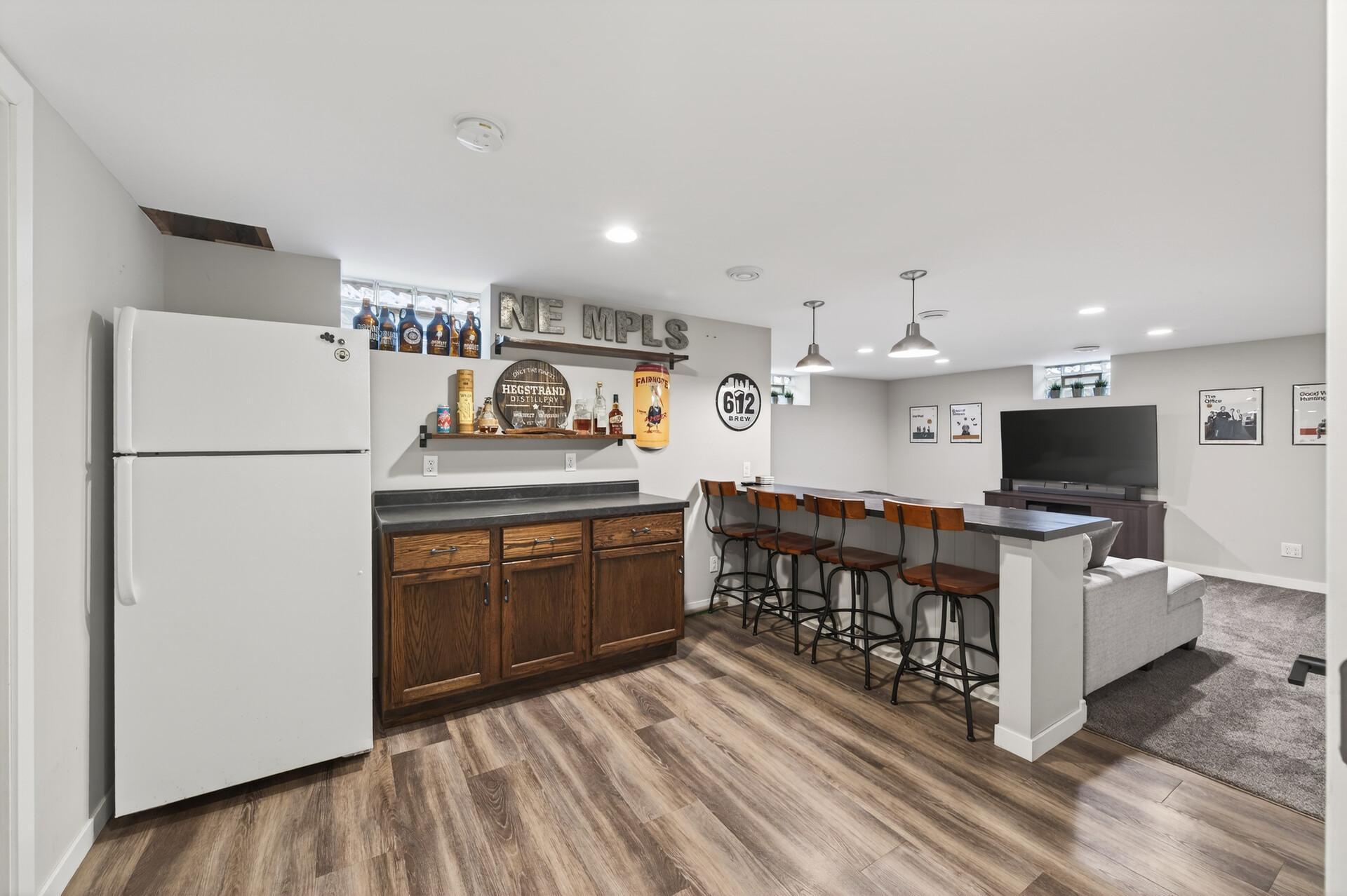 Dry bar areas with 2nd refrigerator.