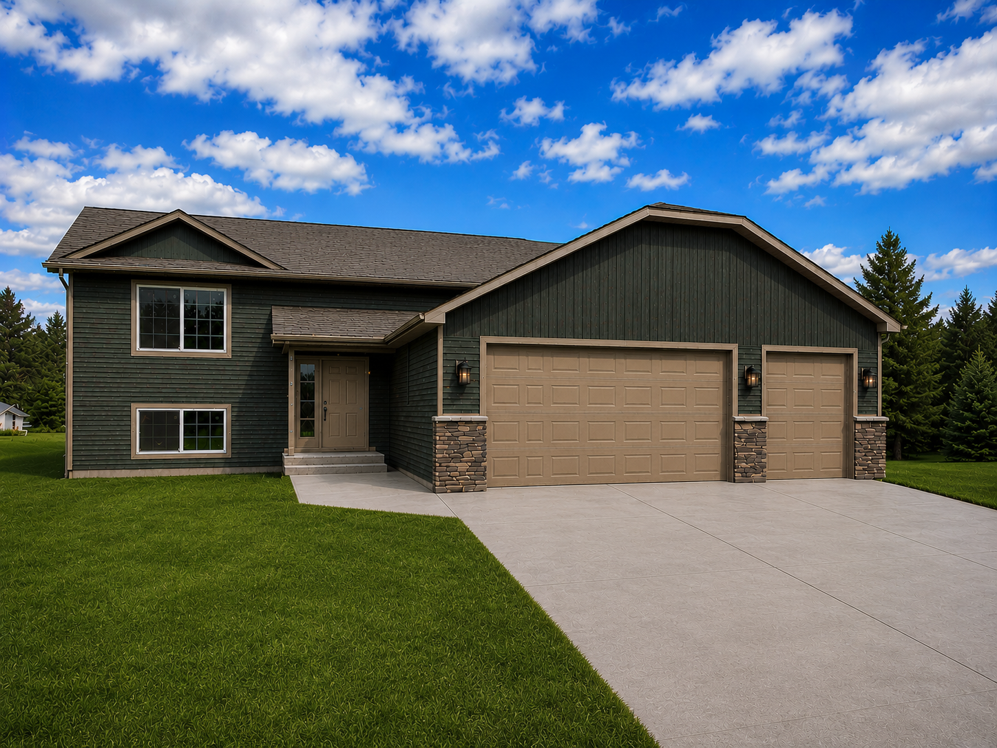 *AI-generated exterior rendering* This image is intended to provide a conceptual representation of the home. Not exact floor plan layout due to AI-generation.