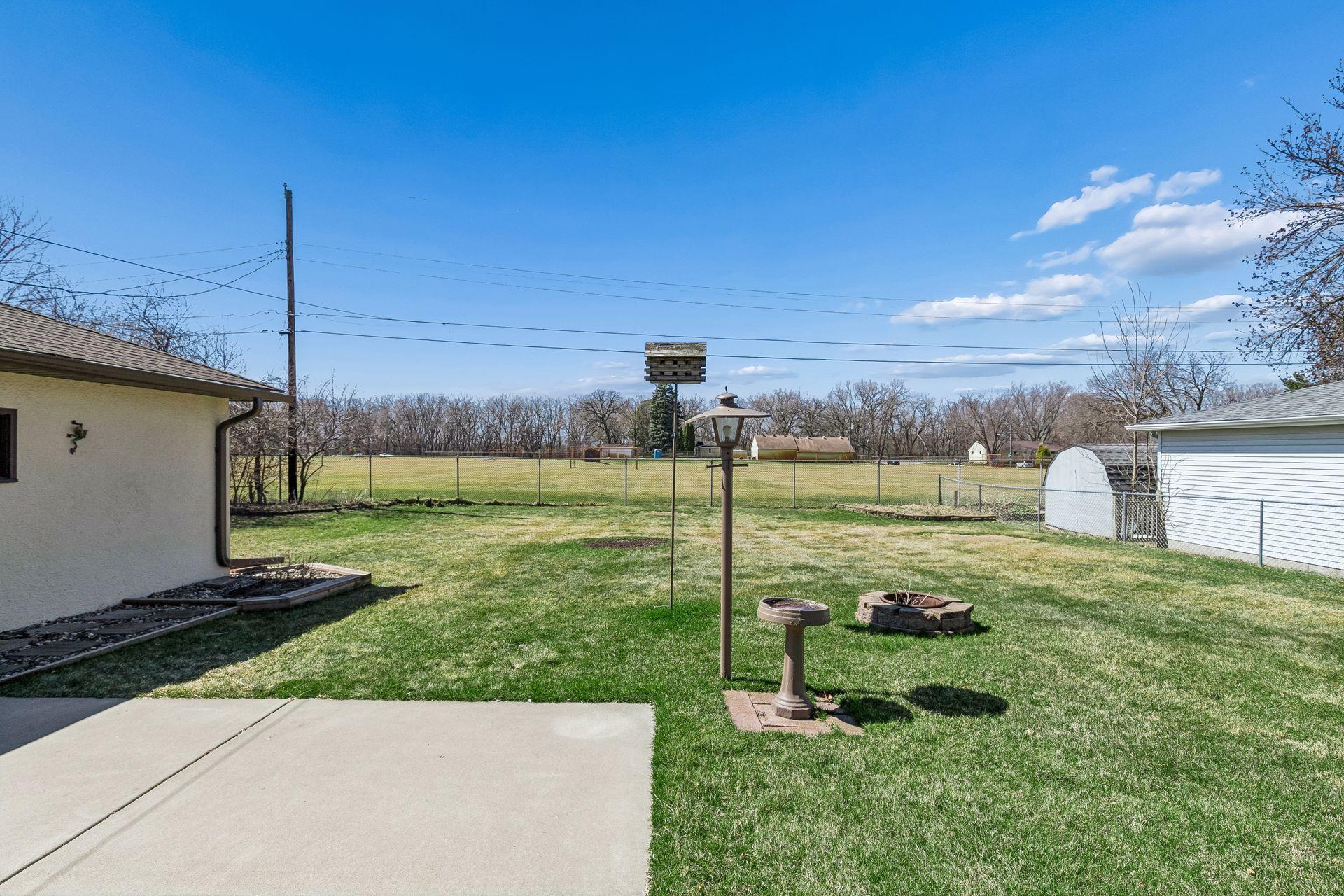 Backyard backs up to Lyndale Field