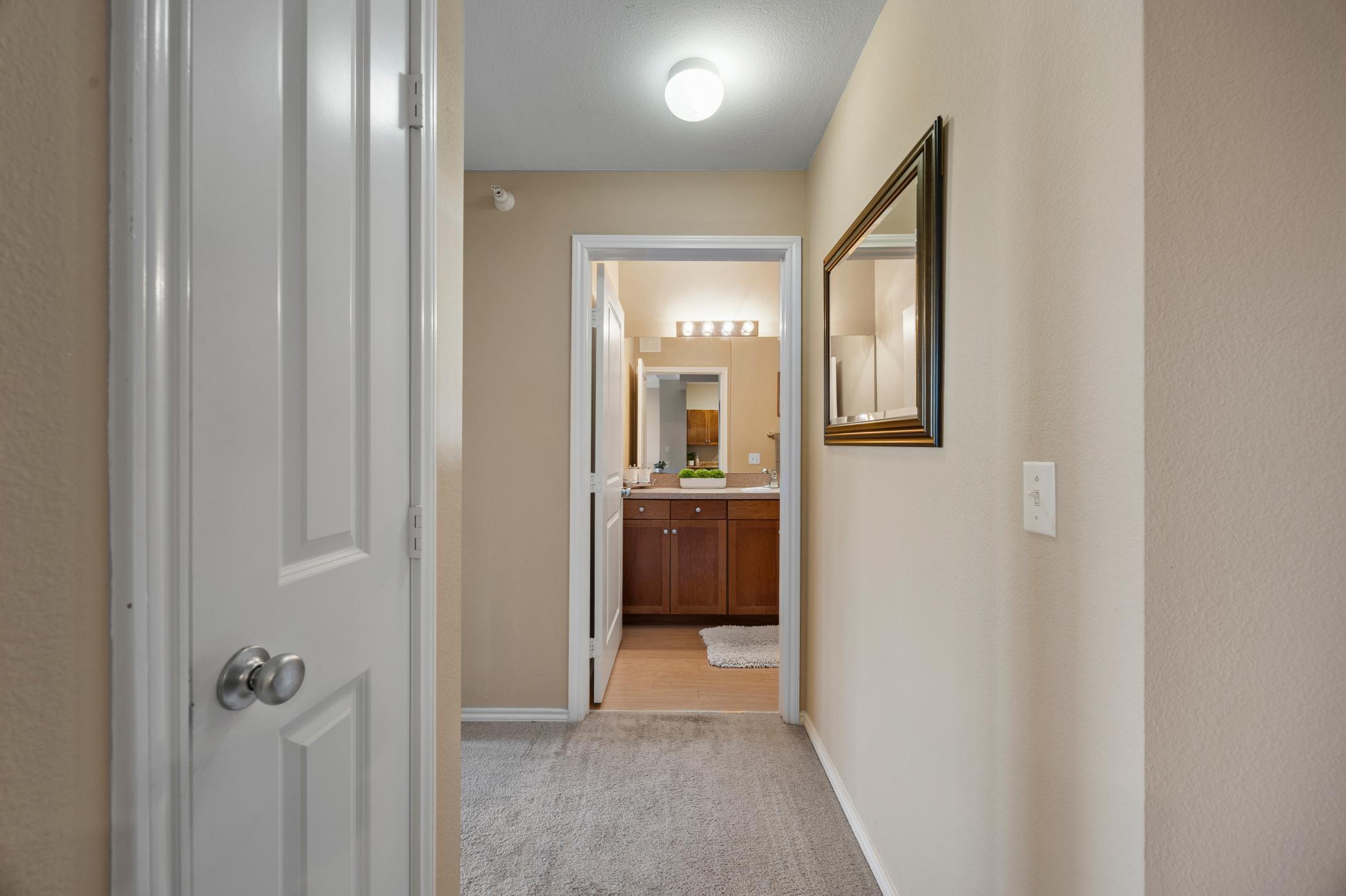 The view looking back at the bathroom.
