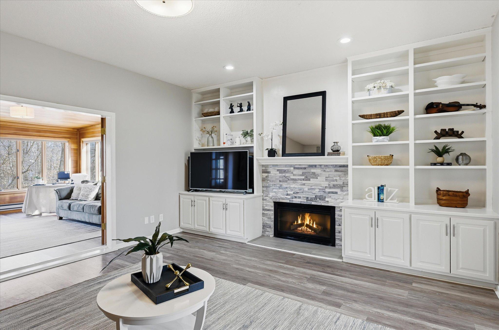 Remodeled family room offers a peaceful retreat.