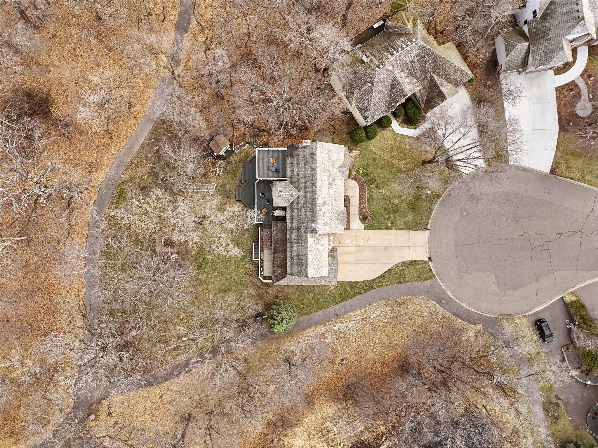 Frosty spring morning view from above.