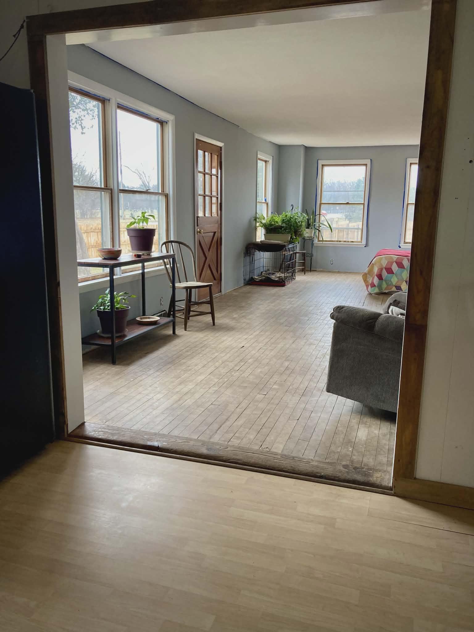 View of the living room from the kitchen/dining area ~ Photo kindly provided by the seller.