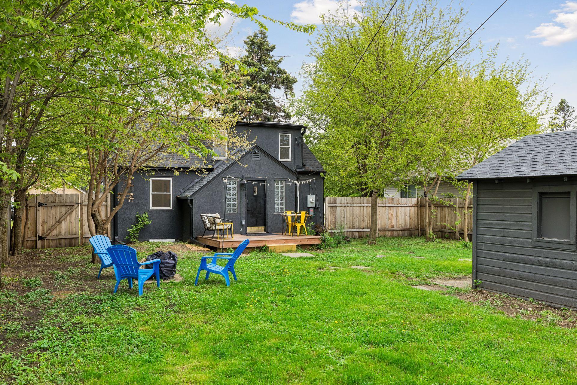 Fenced backyard.