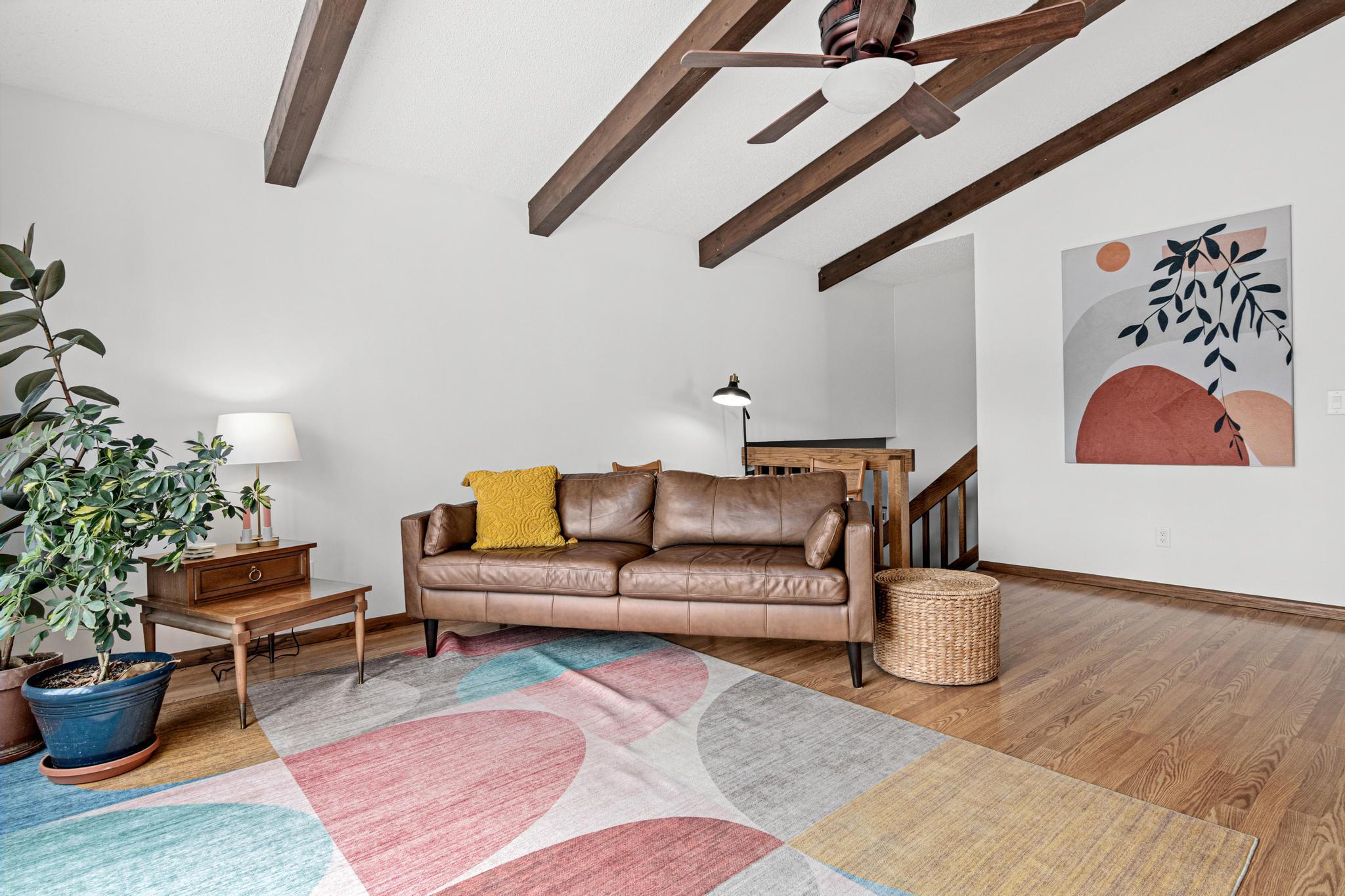 Vaulted ceilings in living room