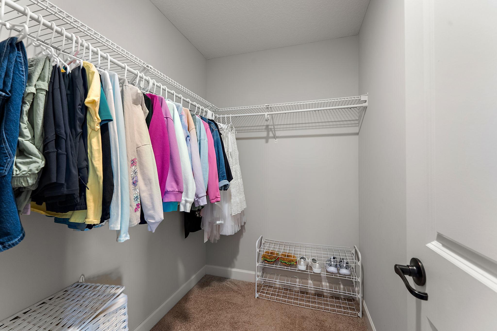Walk-in closet has plenty of space